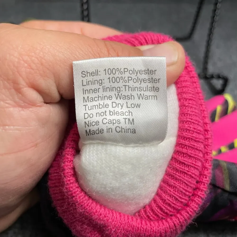 Nice Caps Winter Gloves Youth L/XL Pink/Black Thinsulate Lined Waterproof